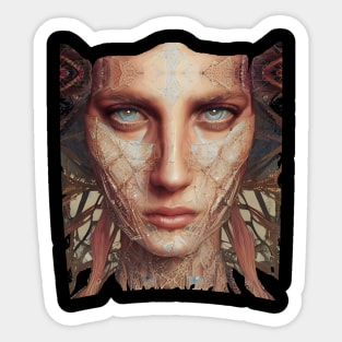 A Futuristic Boho Chic Portrait of a Woman in Boho Style - Burning Man Inspired Sticker